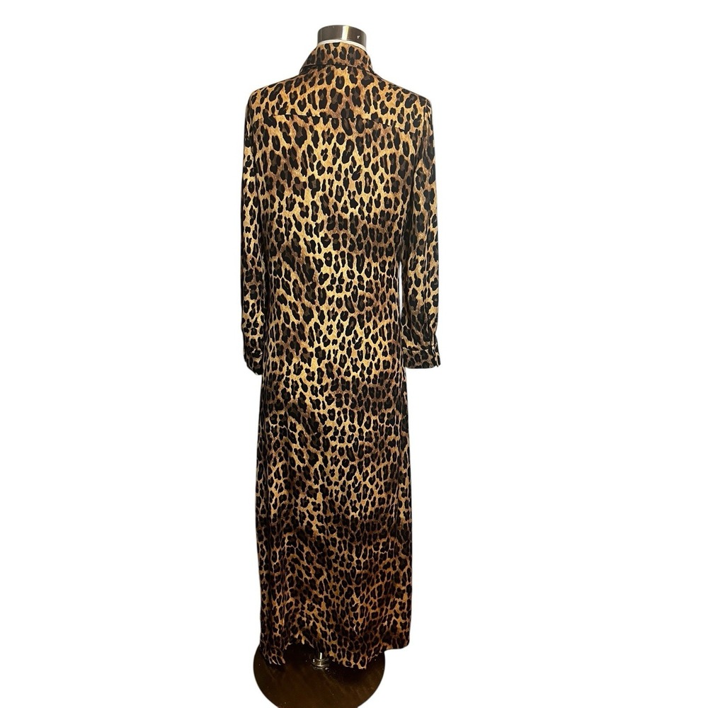 Alice and Olivia Chassidy Shirt Dress Small Leopard Print Maxi NO BELT - Picture 4 of 6